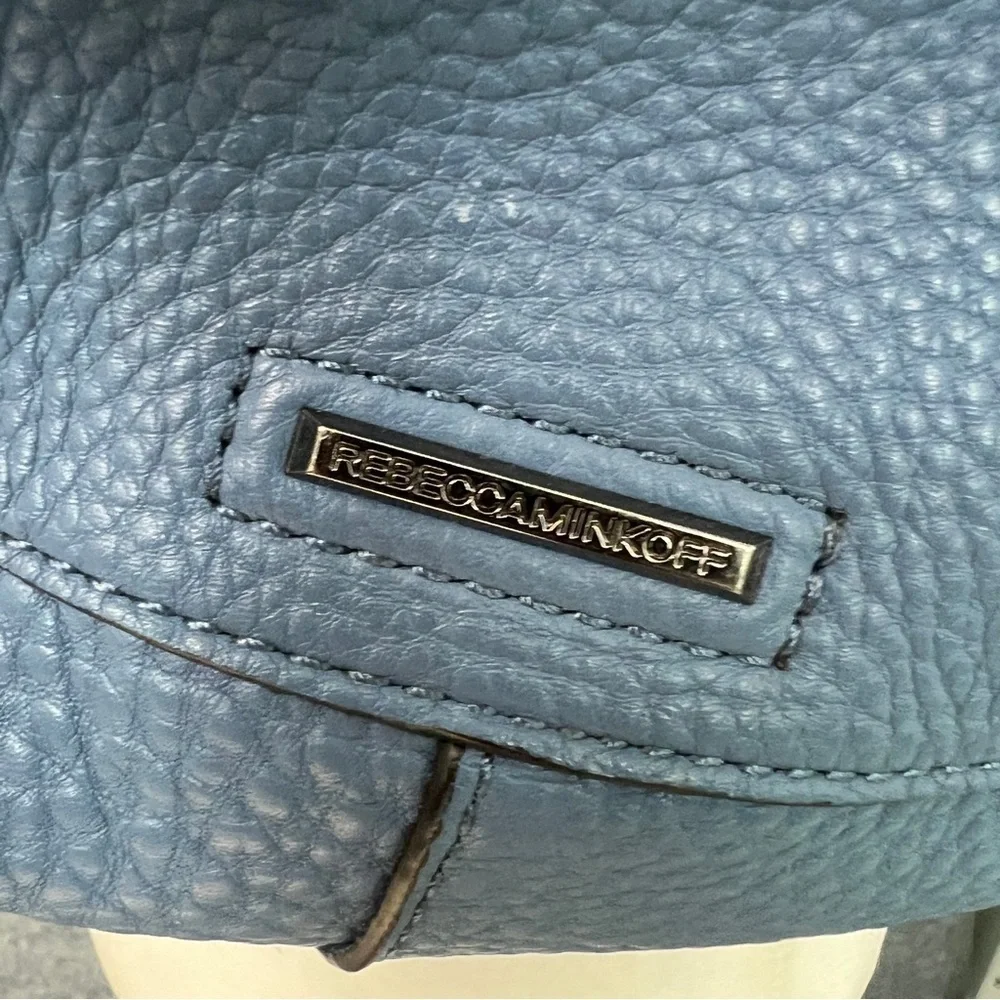 REBECCA MINKOFF Pebbled Leather Hobo Bag Blue Braided Shoulder Purse